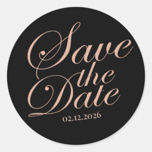 Modern Elegant Custom Save The Date   Pink Text Classic Round Sticker