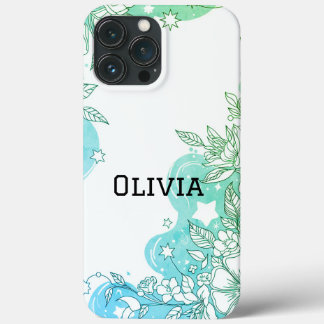 Modern elegant cute girly simple florals iPhone 13 pro max case