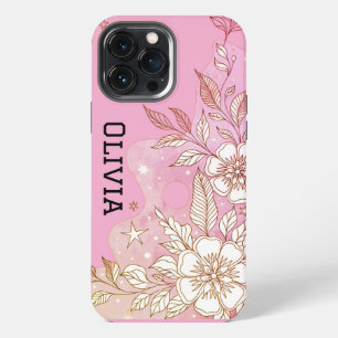Modern elegant cute girly simple florals iPhone 13 pro max case