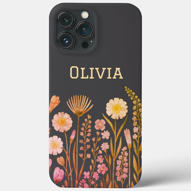 Modern elegant cute girly simple wildflowers  Case-Mate iPhone case (Back)