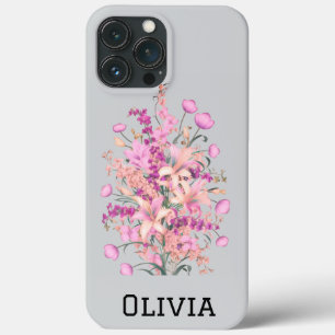 Modern elegant cute girly simple wildflowers iPhone 13 pro max case