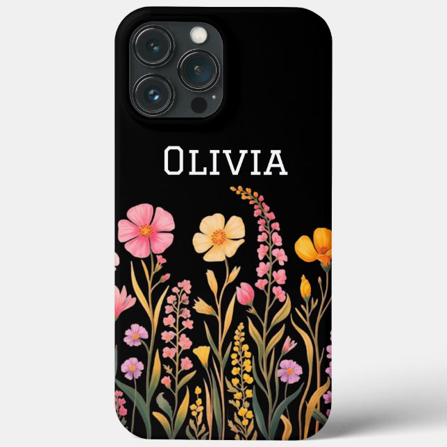 Modern elegant cute girly simple wildflowers  Case-Mate iPhone case (Back)