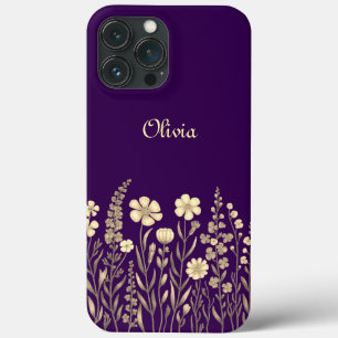 Modern elegant cute girly simple wildflowers  iPhone 13 pro max case