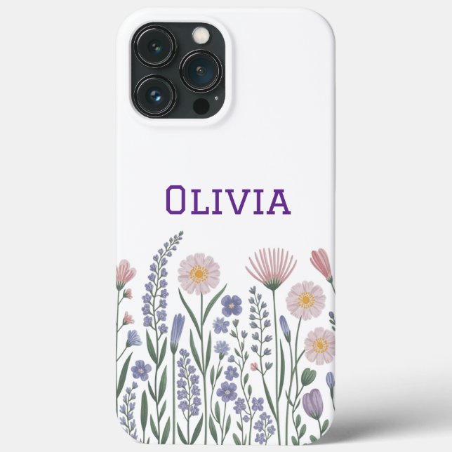 Modern elegant cute girly simple wildflowers  Case-Mate iPhone case (Back)