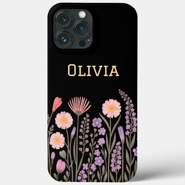 Modern elegant cute girly simple wildflowers  Case-Mate iPhone case (Back)