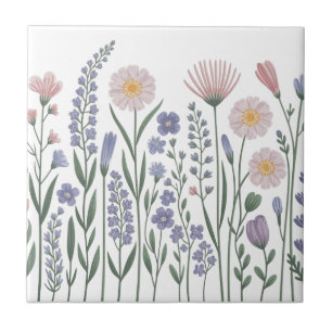Modern elegant cute girly simple wildflowers  ceramic tile