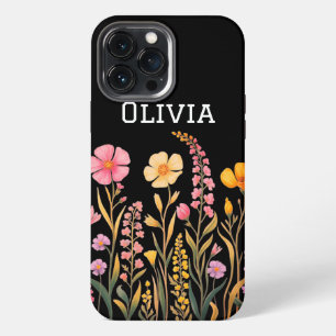 Modern elegant cute girly simple wildflowers iPhone 13 pro max case
