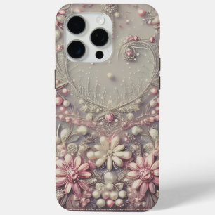 Modern elegant cute golden pearls Valentine’s Day iPhone 15 Pro Max Case