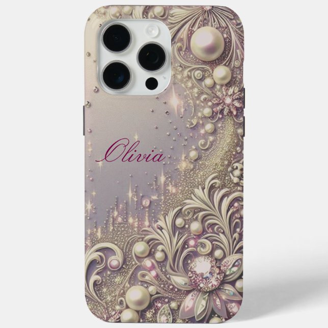 Modern elegant cute golden pearls Valentine’s Day Case-Mate iPhone Case (Back)