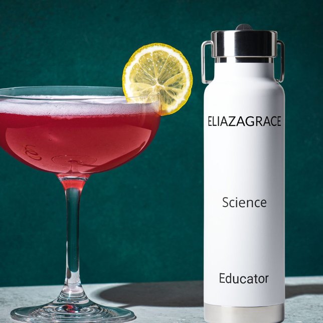 Modern Elegant Cute Minimalist Personalise Teacher Water Bottle (Creator Uploaded)