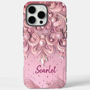 Modern elegant cute purple pearls Valentine’s Day iPhone 16 Pro Max Case