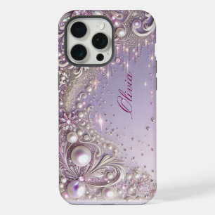 Modern elegant cute purple pearls Valentine’s Day iPhone 15 Pro Max Case