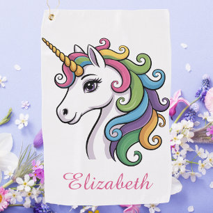 Modern Elegant Cute Unicorn Simple Monogrammed Golf Towel