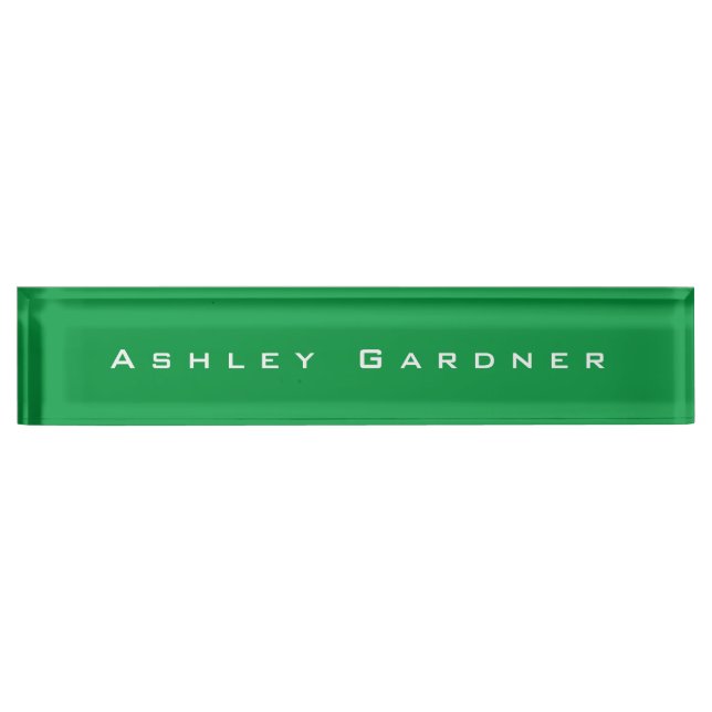 Modern Elegant Cute Unique Stylish Kelly Green Nameplate (Front)