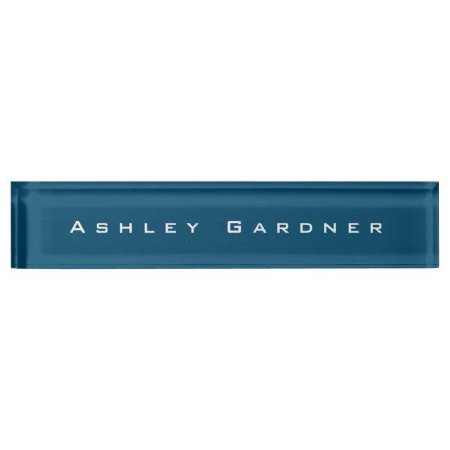 Modern Elegant Cute Unique Stylish Ocean Blue Nameplate (Front)