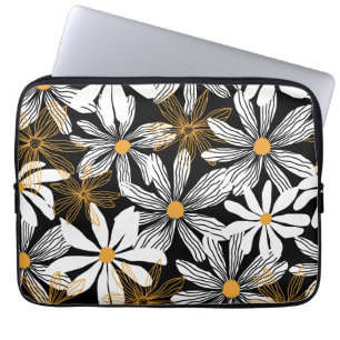 Modern Elegant Daisy Floral Abstract Pattern  Laptop Sleeve