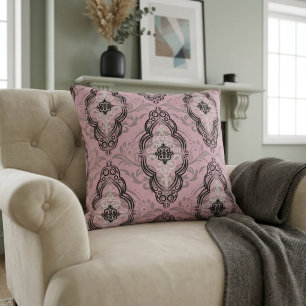 Modern Elegant Damask Pattern Light Pink Cushion