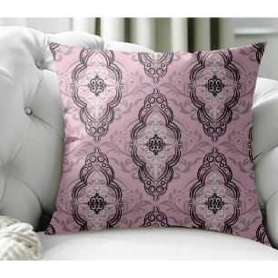 Modern Elegant Damask Pattern Light Pink Cushion