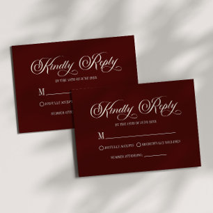 Modern Elegant Dark Burgundy Wedding RSVP Card