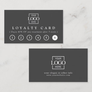 Modern Elegant Dark Grey Business Logo Reward Loyalty Card