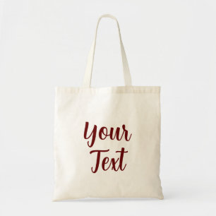 Modern Elegant Dark Red Add Your Text Top Tote Bag