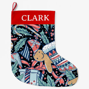 Modern Elegant Decorative Christmas Illustrations  Large Christmas Stocking