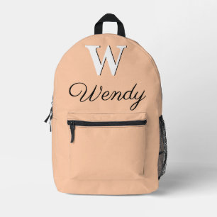 Modern Elegant Deep Peach Monogram Printed Backpack