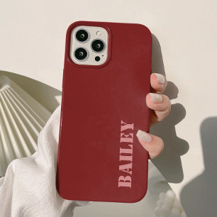 Modern Elegant Deep Red Custom  iPhone 15 Case