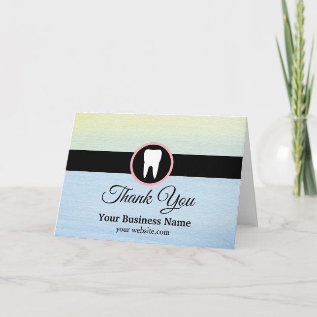 Modern Elegant Dentist Rose Gold Dental Office Thank You Card (Front)
