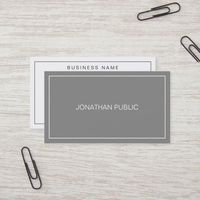 Modern Elegant Design Sleek Plain Professional Business Card (Front/Back In Situ)