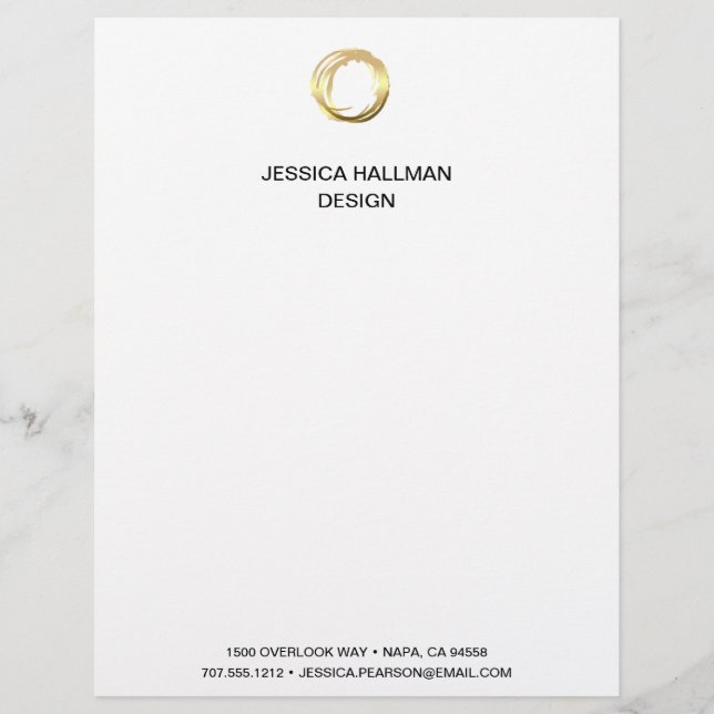Modern Elegant Designer Scribble Logo in Gold Custom Letterhead (Front)