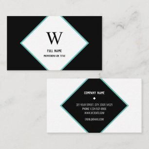 Modern Elegant Diamond Professional Black Teal Business Card