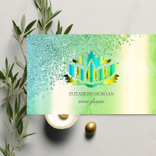 Modern Elegant Diamonds Lotus Green Business Card