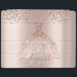 Modern Elegant Diamonds Rose Gold Dress Monogram iPad Cover<br><div class="desc">Elegant diamonds,  and dress on a rose gold background. An elegant and sophisticated design.</div>