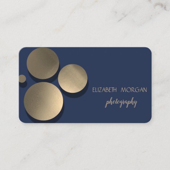 Modern Elegant,Dots,Blue Business Card (Front)