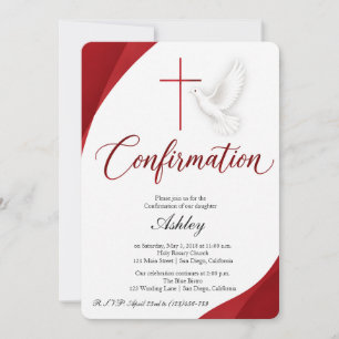 Modern Elegant Dove Cross Confirmation Invitation
