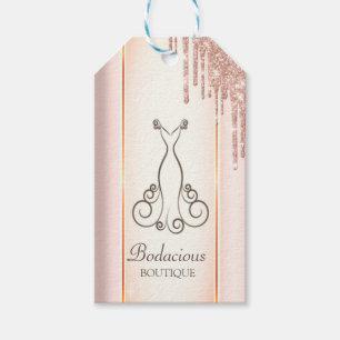 Modern Elegant,Dress,Rose Gold Glitter Drips Gift Tags