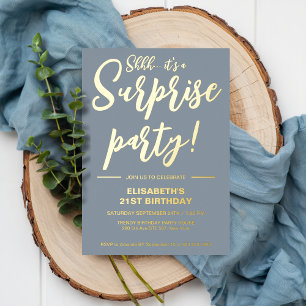Modern Elegant Dusty Blue 21st Surprise Birthday