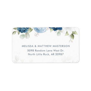 Modern Elegant Dusty Blue Floral Wedding Label