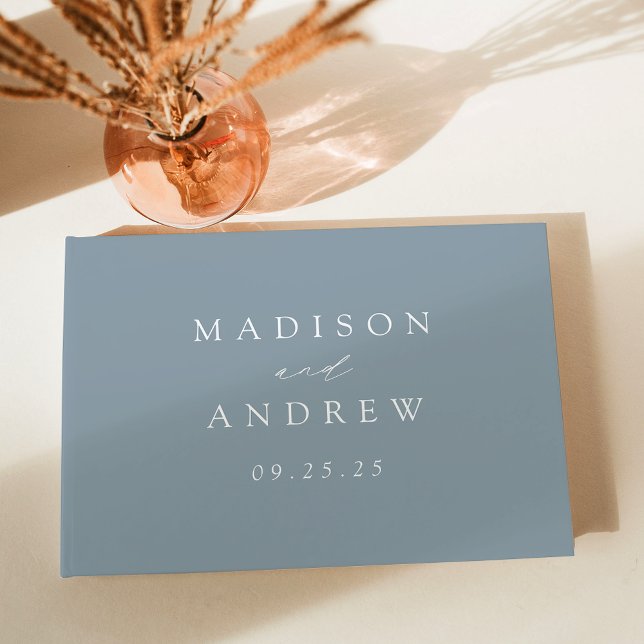 Modern Elegant Dusty Blue Wedding Guest Book (Creator Uploaded)
