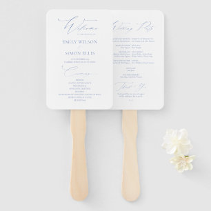 Modern Elegant Dusty Blue Wedding Program  Hand Fan