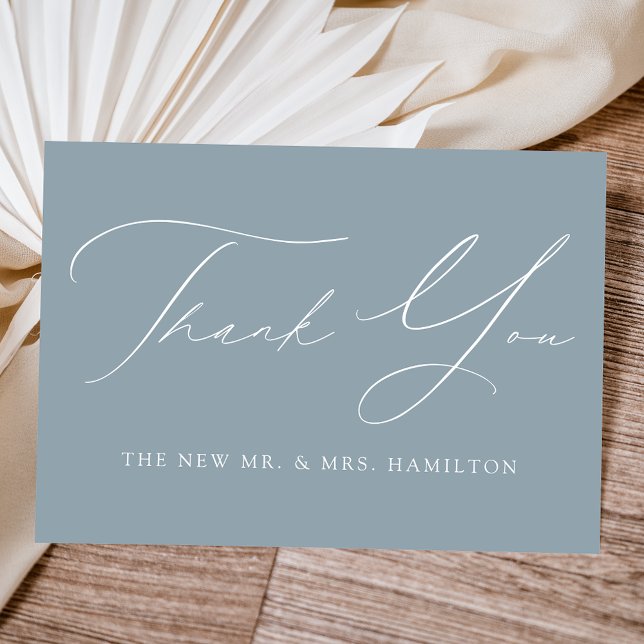 Modern Elegant Dusty Blue Wedding Thank You Card (Creator Uploaded)