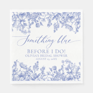 Modern Elegant Dusty Blue Wildflower Bridal Shower Napkin