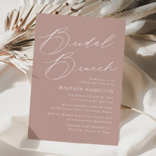 Modern Elegant Dusty Rose Bridal Shower Brunch Invitation
