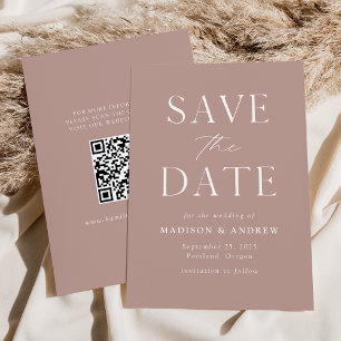 Modern Elegant Dusty Rose QR Code Save The Date
