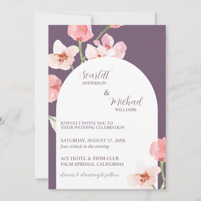 Modern Elegant Earthy Watercolor Floral Arch  Invitation (Front)