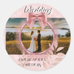 Modern Elegant Editable Custom Wedding Photo Classic Round Sticker