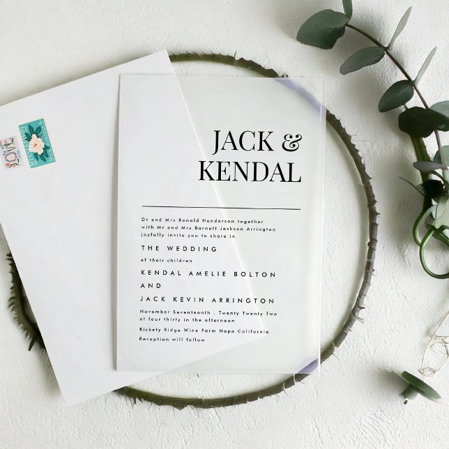 Modern Elegant | Editable Names Wedding Acrylic Invitations (Creator Uploaded)