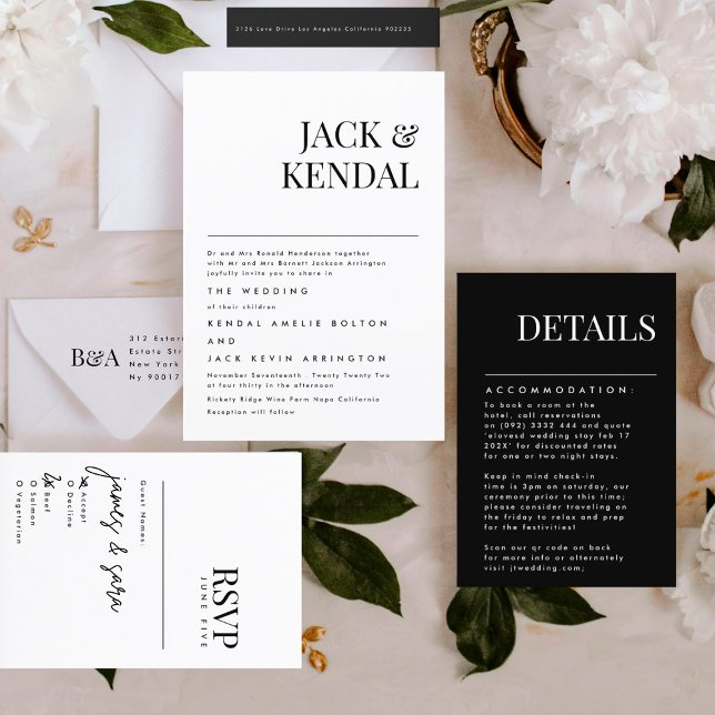 Modern Elegant | Editable Names Wedding Invitation (Invitation showcasing suite - additional items (bought separately))
