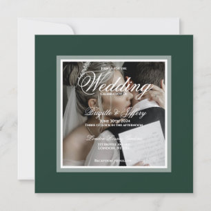 Modern Elegant Emerald Green and White Wedding  Invitation